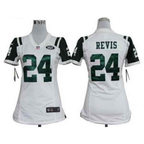 Women Nike New York Jets 24# Revis White Jersey